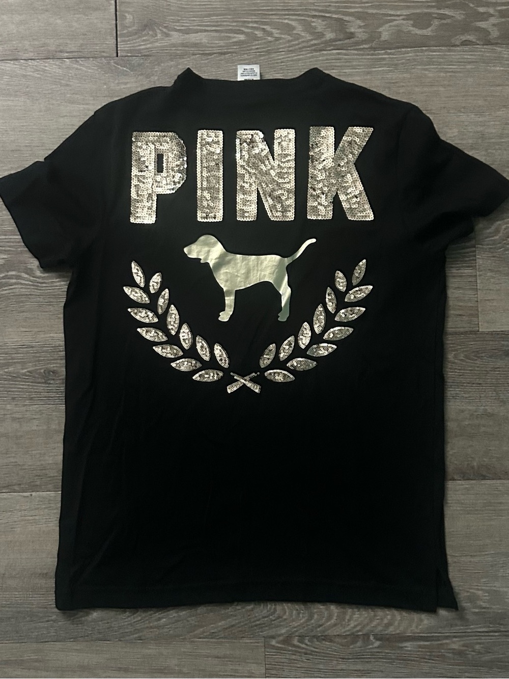 PINK Victoria's Secret Black Dog Logo Tee